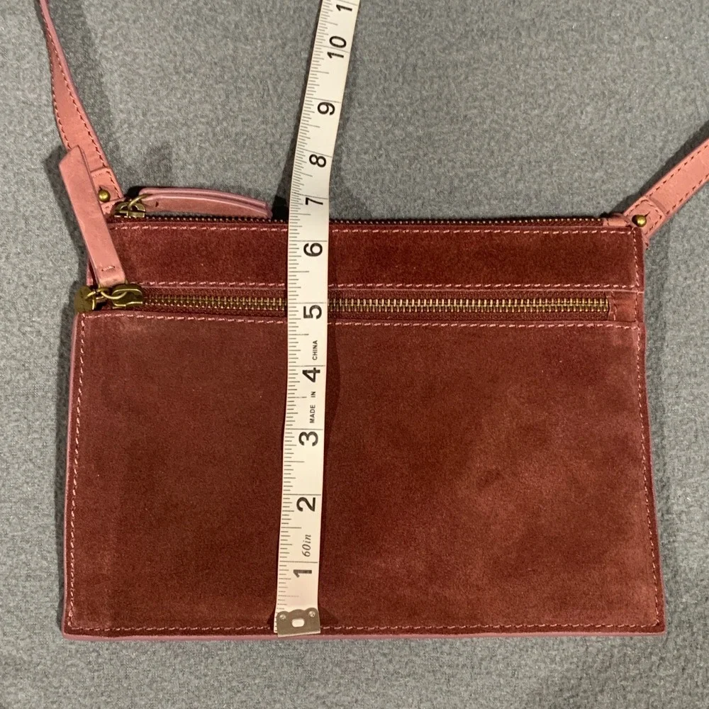 Lucky Brand Crossbody Bag Suede Leather Mauve Pink‎ Small Purse
